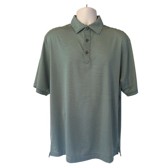 FootJoy Other - Footjoy FJ Mens Golf Polo Shirt Green‎ White Stripe Performance Polo Large L